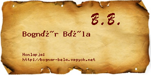 Bognár Béla névjegykártya