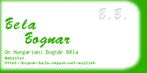 bela bognar business card